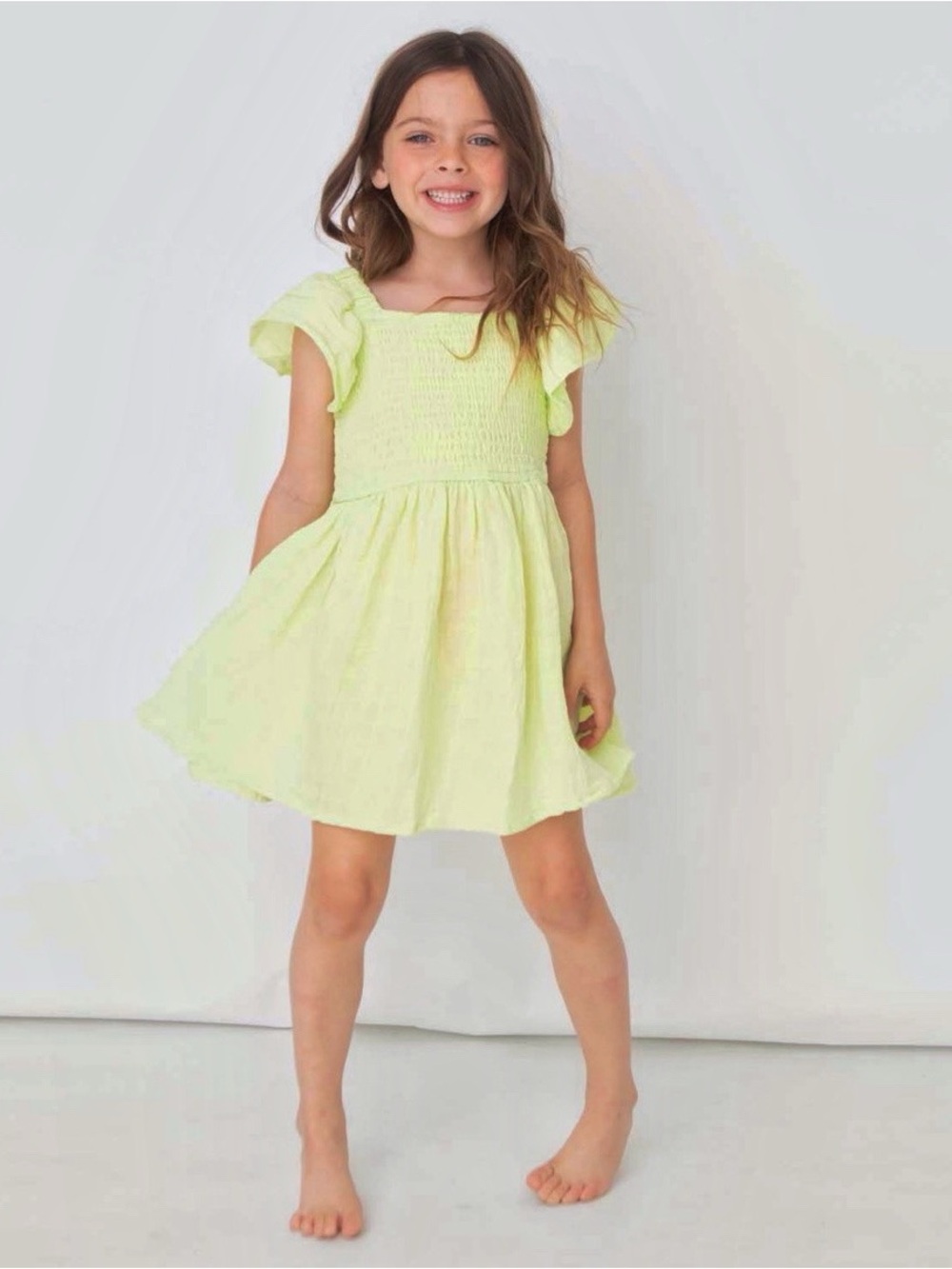 Shade Critters Smocked Gauze Dress in Citron
